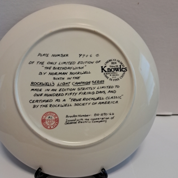 Norman Rockwell "The Birthday Wish" , 6th in Light Campaign Series Knowles china - Picture 2 of 2